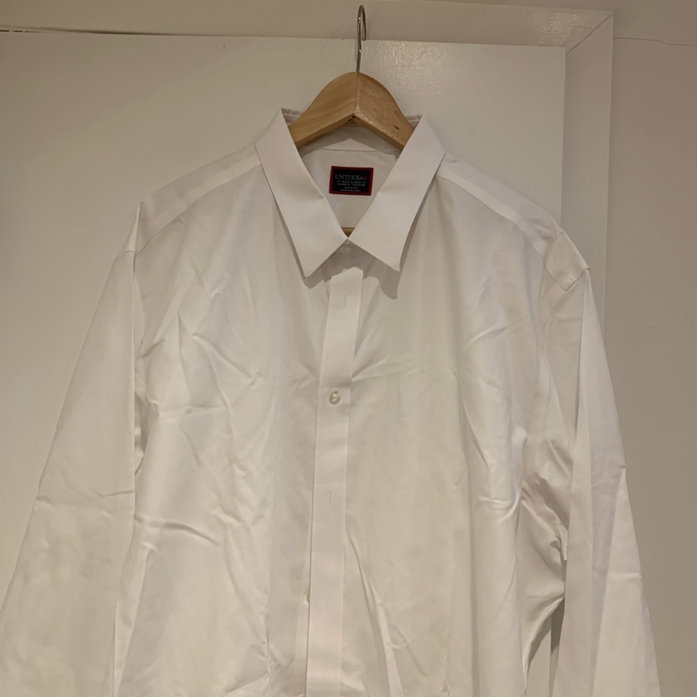 Untuckit White Men's Cotton Shirt, size XXX Large relaxed fit